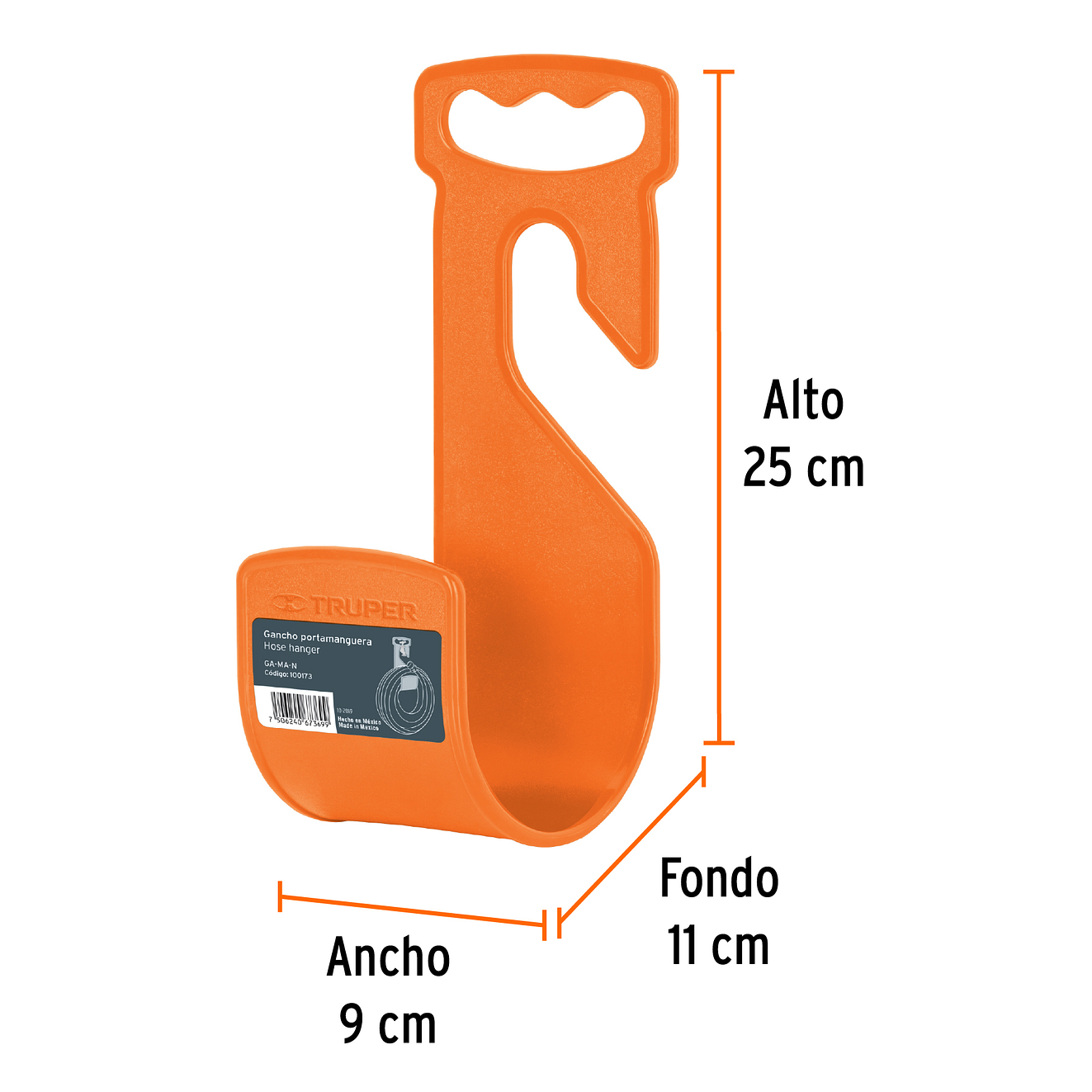 Gancho plástico para manguera de jardín, naranja Truper 100173 3
