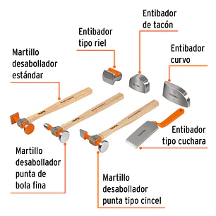 Juego 7 piezas de martillos y entibadores para hojalatero Truper 100785