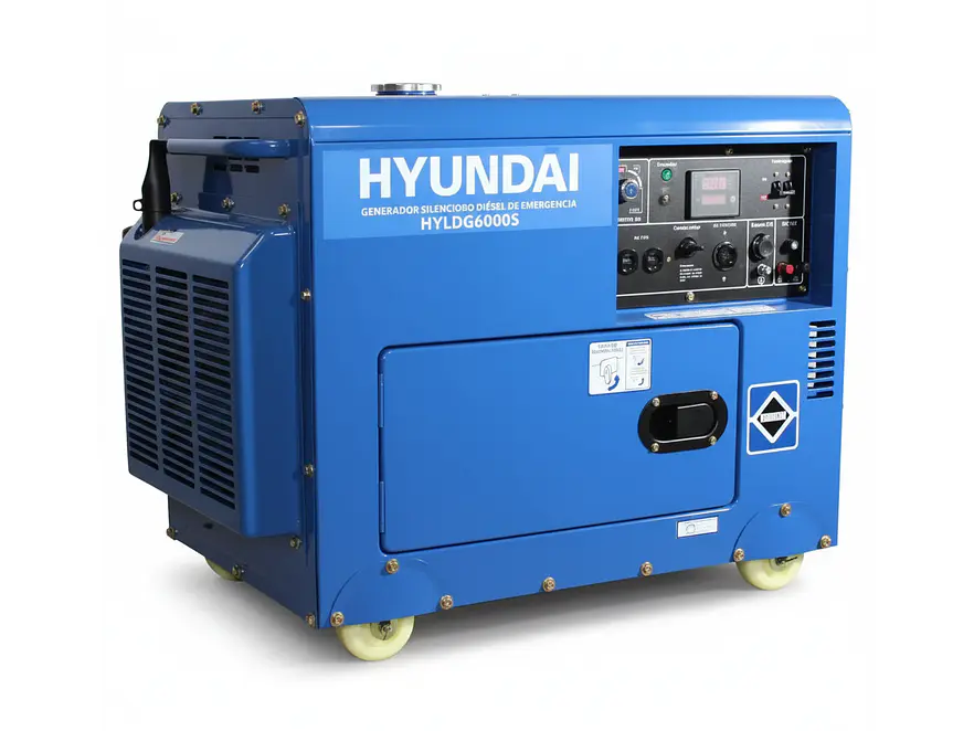 Planta Eléctrica Hyundai HYLDG6000S 5500W / 5.5 Kva Diésel, Monofásica y Cabinada - Foto 1 | aztools.co