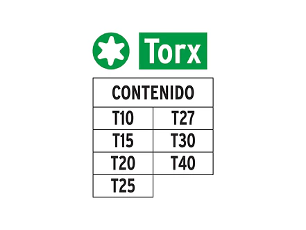 Juego de 7 puntas torx combinadas largo 2