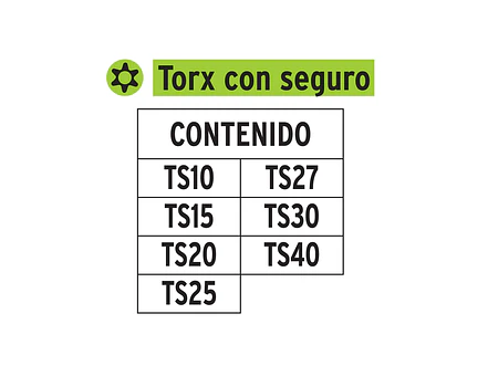 Juego de 7 puntas torx combinadas con seguro largo 2