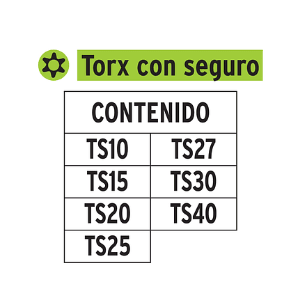 Juego de 7 puntas torx combinadas con seguro largo 2