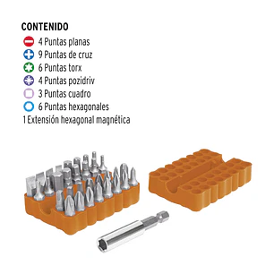 Juego de 33 puntas mixtas, largo 1