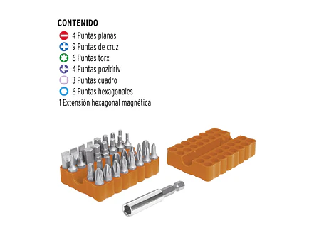 Juego de 33 puntas mixtas, largo 1
