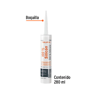 Sellador transparente, 100% de silicón, 280 ml Truper 17559