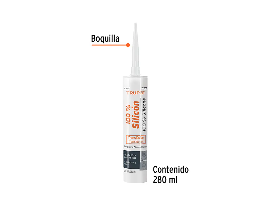 Sellador transparente, 100% de silicón, 280 ml Truper 17559 - Foto 2 | aztools.co