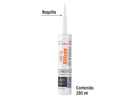 Sellador negro, 100% de silicón, 280 ml Truper 17561 - Foto 2 | aztools.co