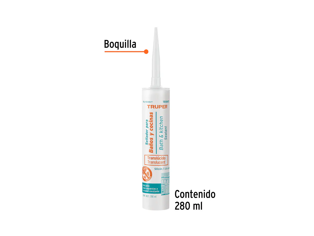 Sellador transparente para baño y cocina, 280 ml Truper 18565 - Foto 2 | aztools.co