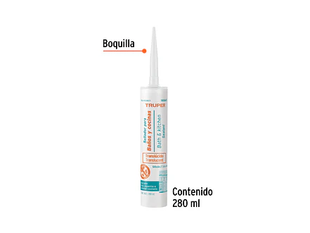 Sellador transparente para baño y cocina, 280 ml Truper 18565 - Foto 2 | aztools.co