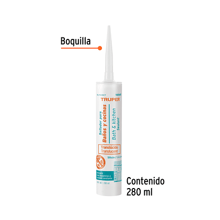 Sellador transparente para baño y cocina, 280 ml Truper 18565 2