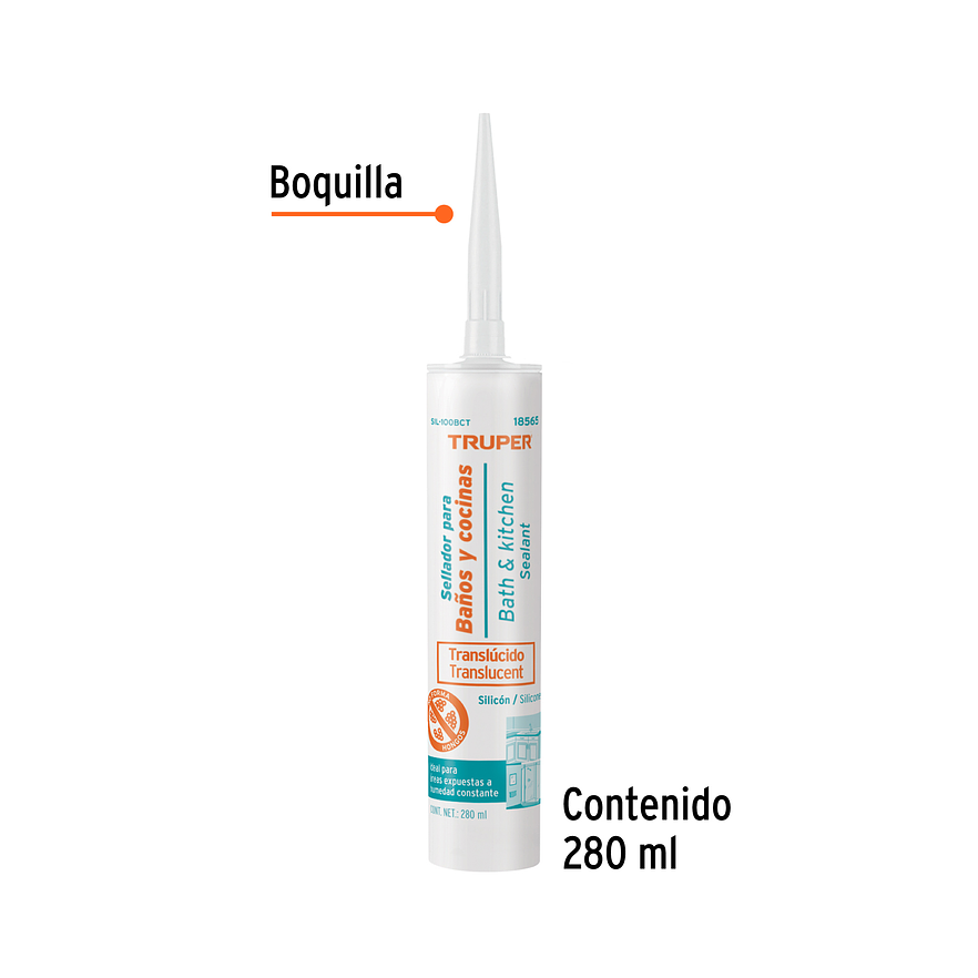 Sellador transparente para baño y cocina, 280 ml Truper 18565 2