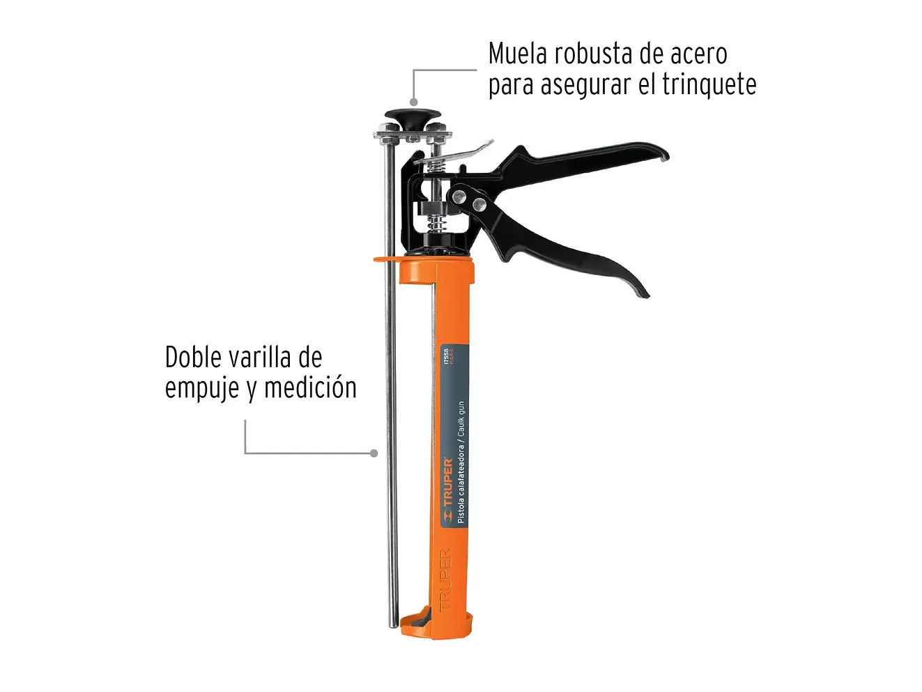 Pistola calafateo tipo esqueleto, reforzada Truper 17558 - Foto 2 | aztools.co
