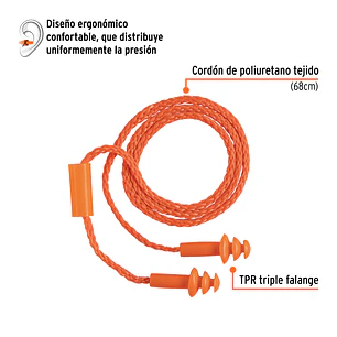 Tapón oído reutilizable triple barrera Truper 14225