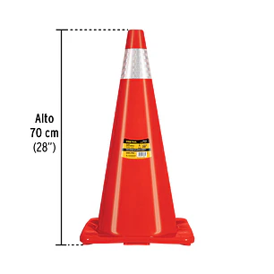 Cono de precaución de 70 cm de PVC con reflejante, Pretul 28254