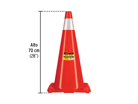 Cono de precaución de 70 cm de PVC con reflejante, Pretul 28254 - Foto 2 | aztools.co