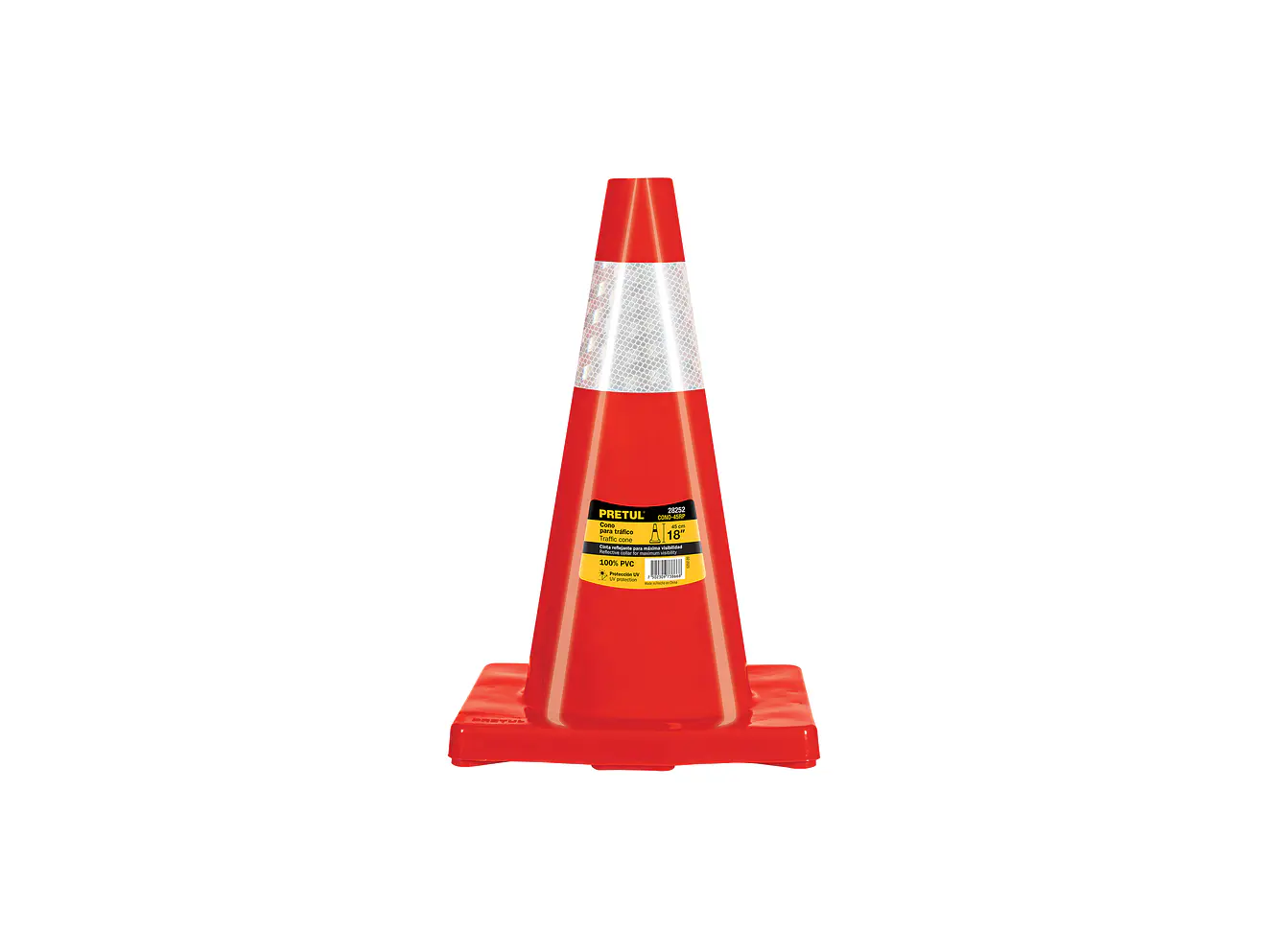 Cono de precaución de 45 cm de PVC con reflejante, Pretul 28252 - Foto 1 | aztools.co