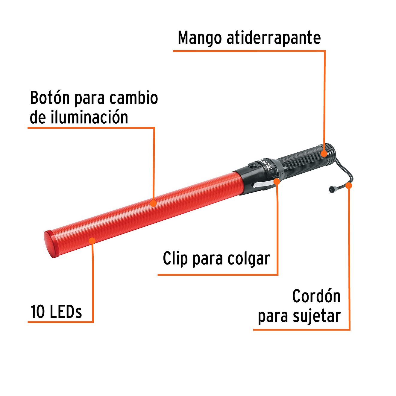 Bastón Luminoso Truper 101219, 53 cm, con Luz LED 4