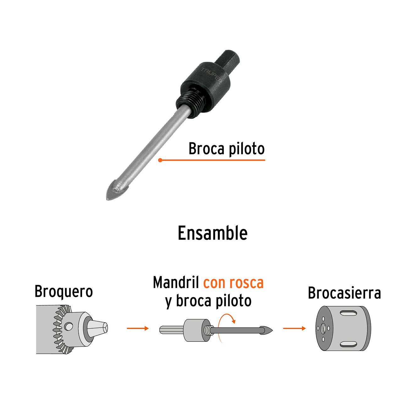 Mandril 3/8' para brocasierra diamante Truper 101390 2