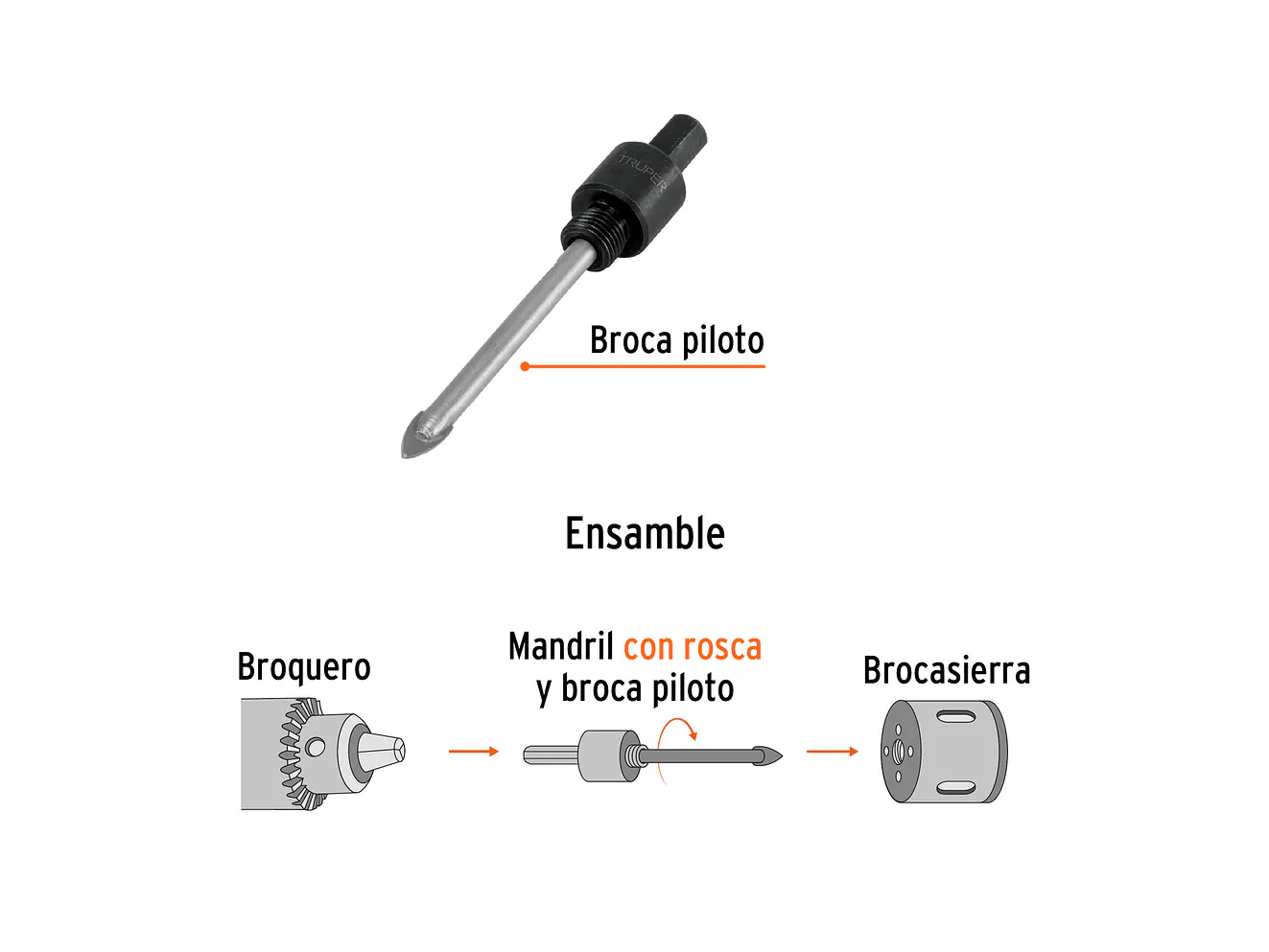 Mandril 3/8' para brocasierra diamante Truper 101390 - Foto 2 | aztools.co