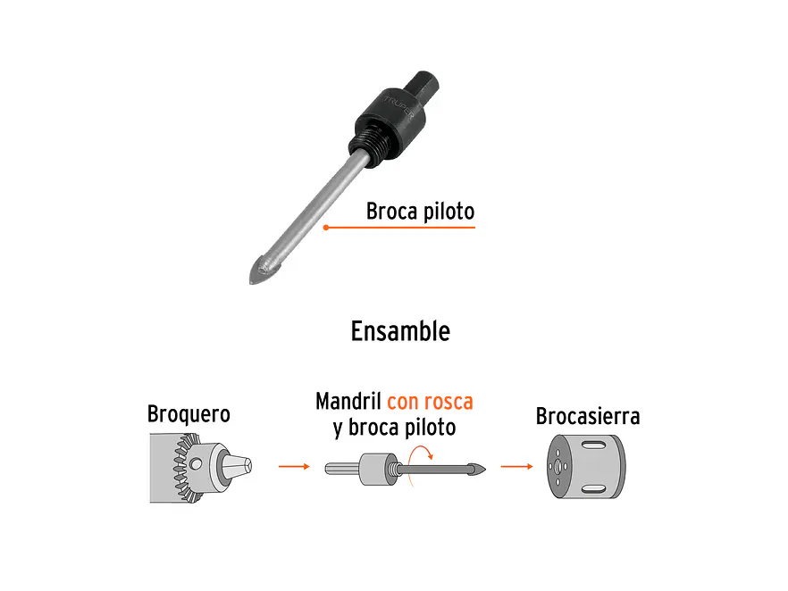 Mandril 3/8' para brocasierra diamante Truper 101390 - Foto 2 | aztools.co
