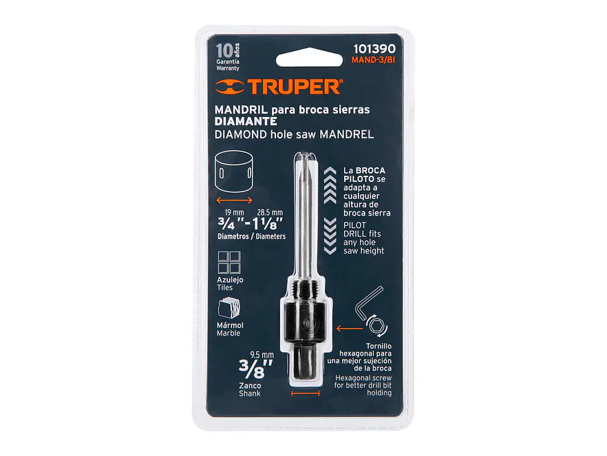 Mandril 3/8' para brocasierra diamante Truper 101390 - Foto 3 | aztools.co