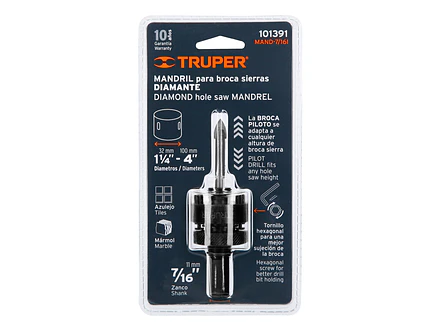 Mandril 7/16' para brocasierra diamante Truper 101391 - Foto 2 | aztools.co