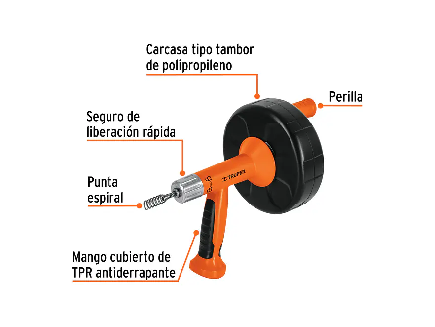 Sonda manual para taladro con  mango, 7.6 m Truper 12280 - Foto 2 | aztools.co