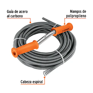 Destapacaños barreno con manivela 1/2' x 50 ft Truper 15150