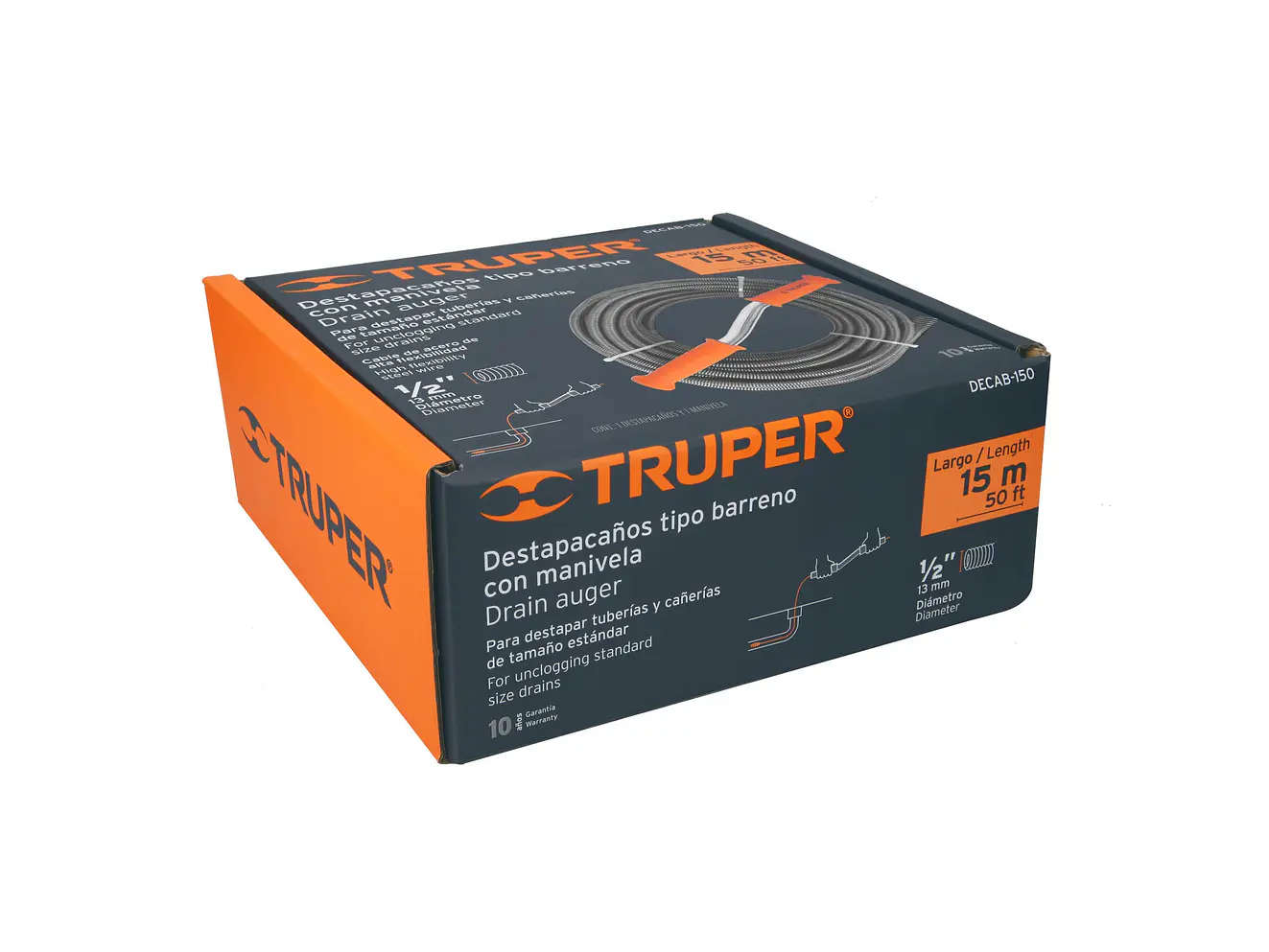 Destapacaños barreno con manivela 1/2' x 50 ft Truper 15150 - Foto 4 | aztools.co