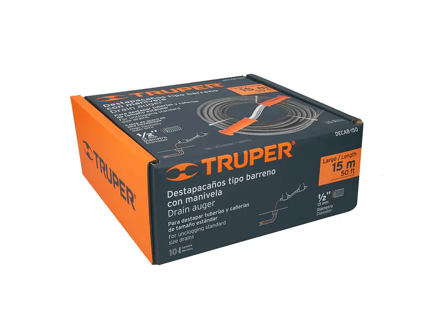Destapacaños barreno con manivela 1/2' x 50 ft Truper 15150 - Foto 4 | aztools.co
