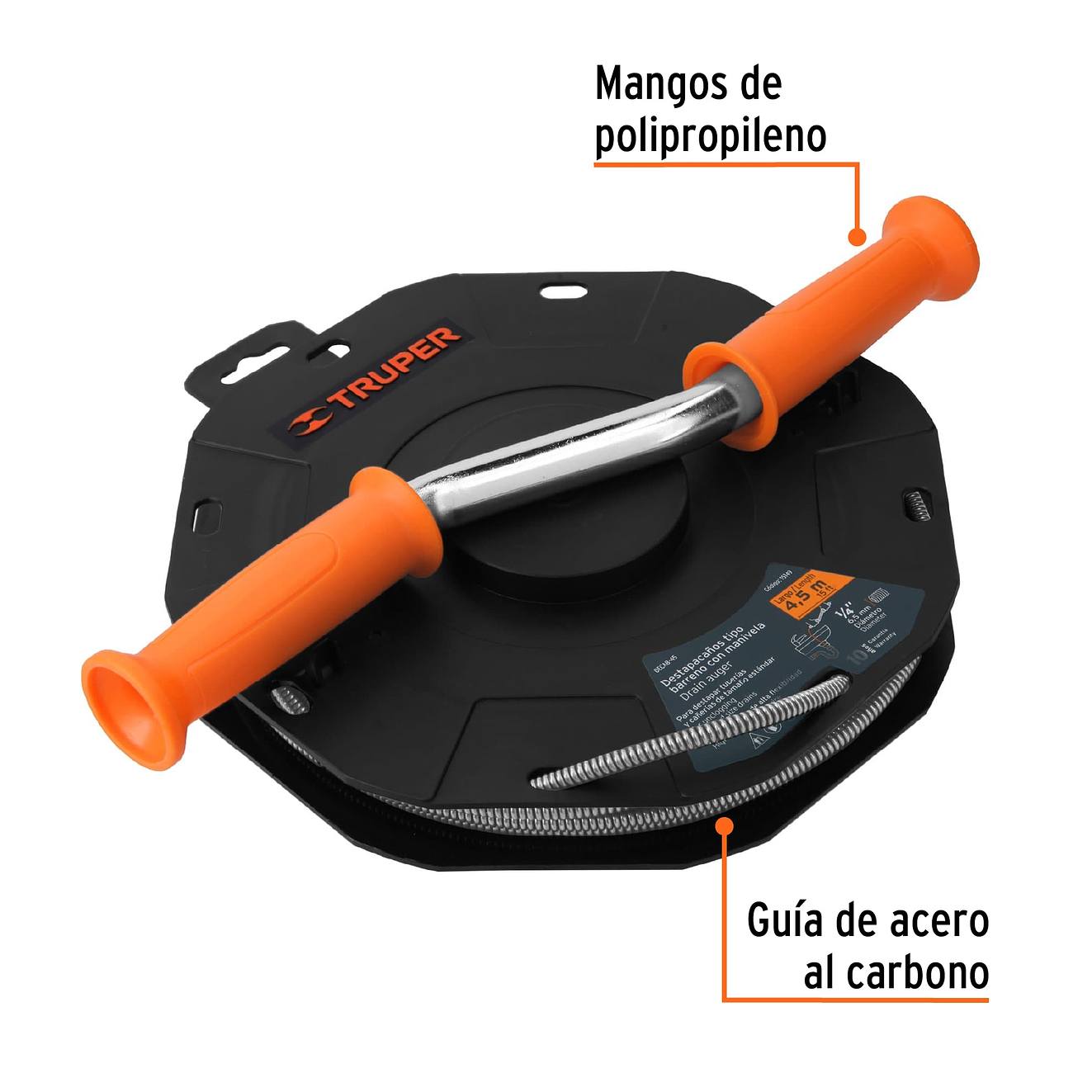 Destapacaños barreno con manivela 1/4' x 15 ft Truper 15149 2