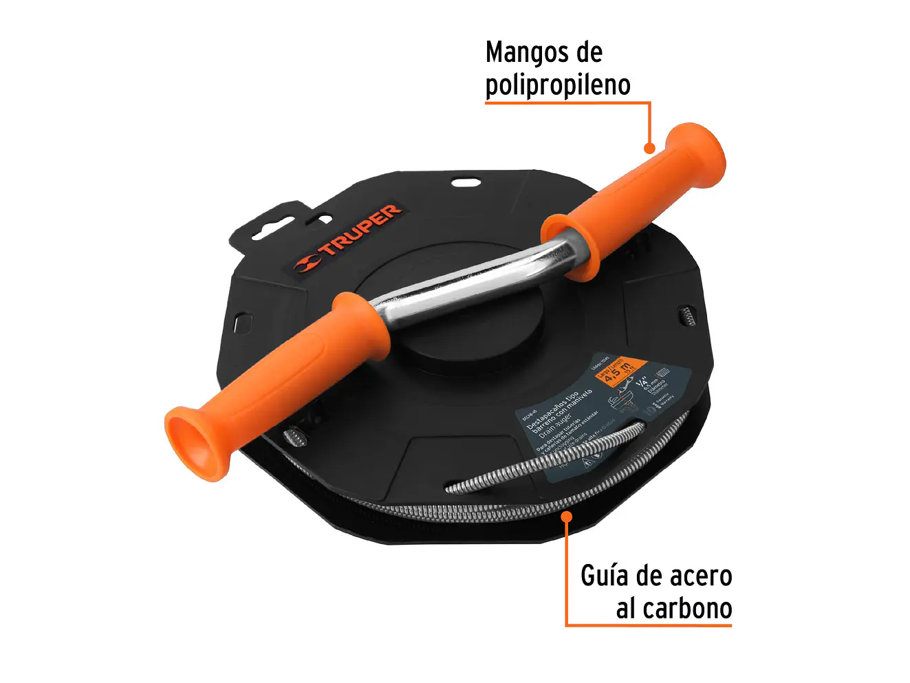 Destapacaños barreno con manivela 1/4' x 15 ft Truper 15149 - Foto 2 | aztools.co