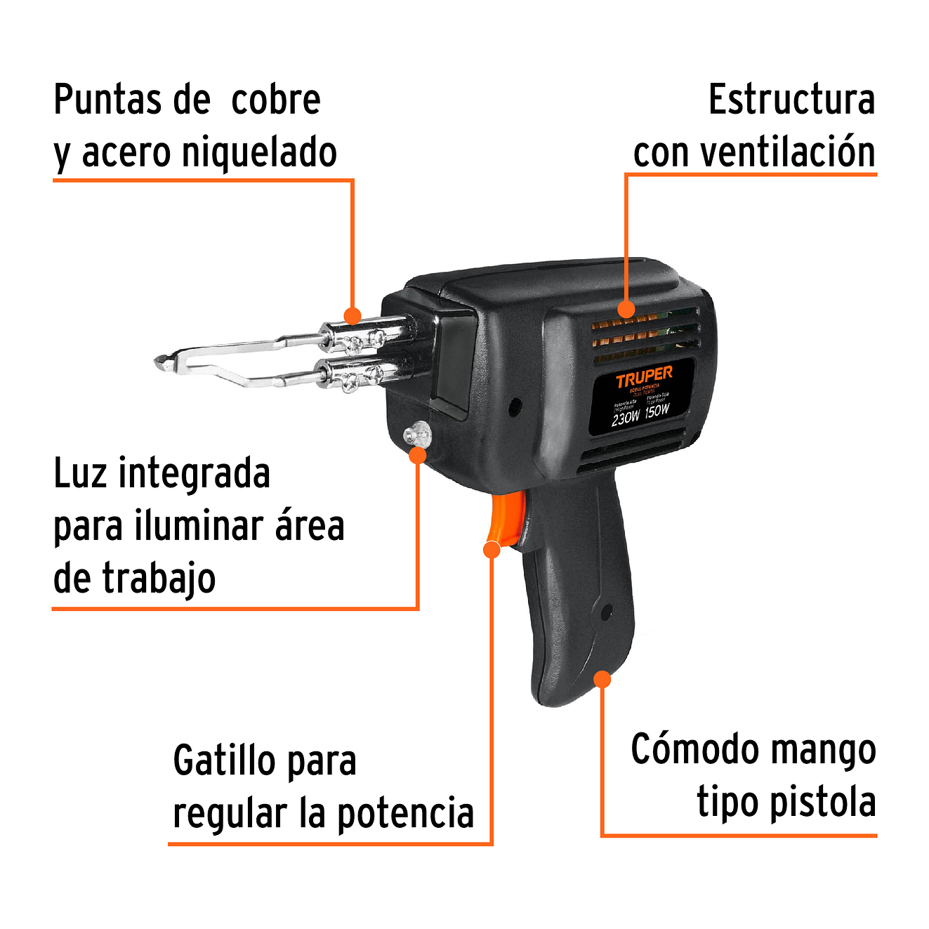 Pistola de soldar, 2 temperaturas, 230 Watts Truper 17549 2