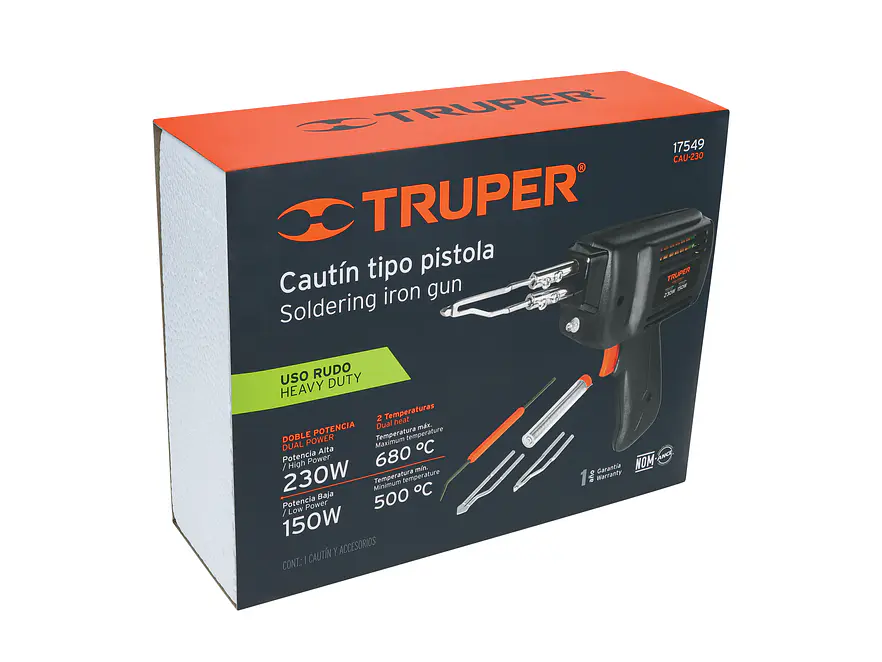 Pistola de soldar, 2 temperaturas, 230 Watts Truper 17549 - Foto 5 | aztools.co