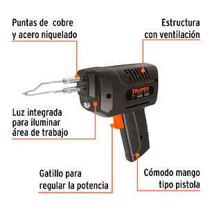 Pistola de soldar, 2 temperaturas, 140 Watts Truper 17548