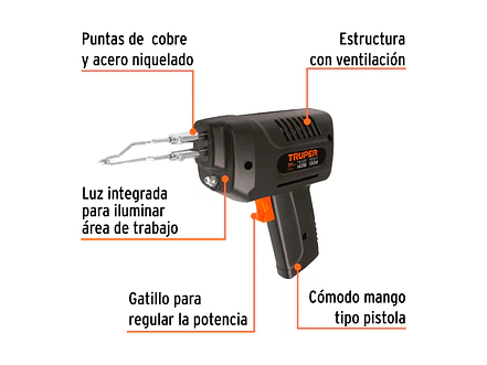 Pistola de soldar, 2 temperaturas, 140 Watts Truper 17548 - Foto 2 | aztools.co
