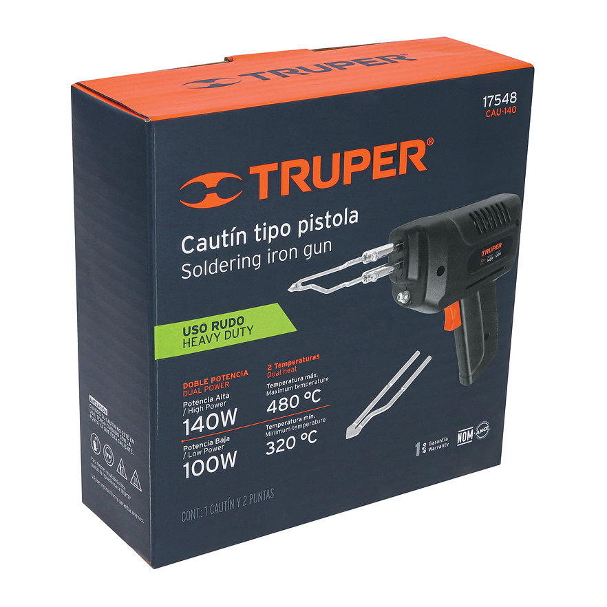 Pistola de soldar, 2 temperaturas, 140 Watts Truper 17548 5