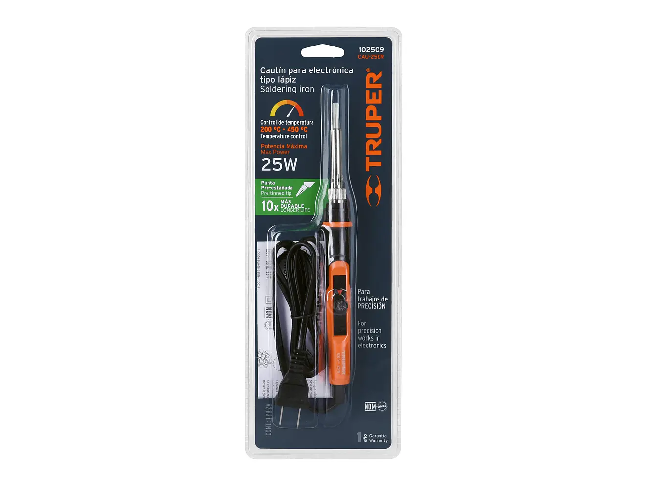Cautín profesional electronica 25W, Temperatura Regulable Truper 102509 - Foto 4 | aztools.co