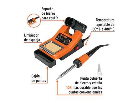 Cautín profesional c/estación para electrónica de 48 Watts Truper 101398 - Foto 2 | aztools.co