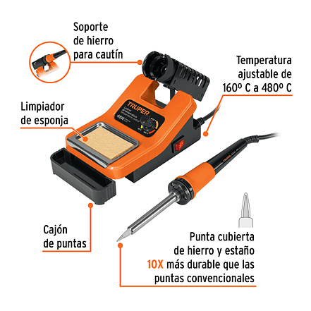 Cautín profesional c/estación para electrónica de 48 Watts Truper 101398 2