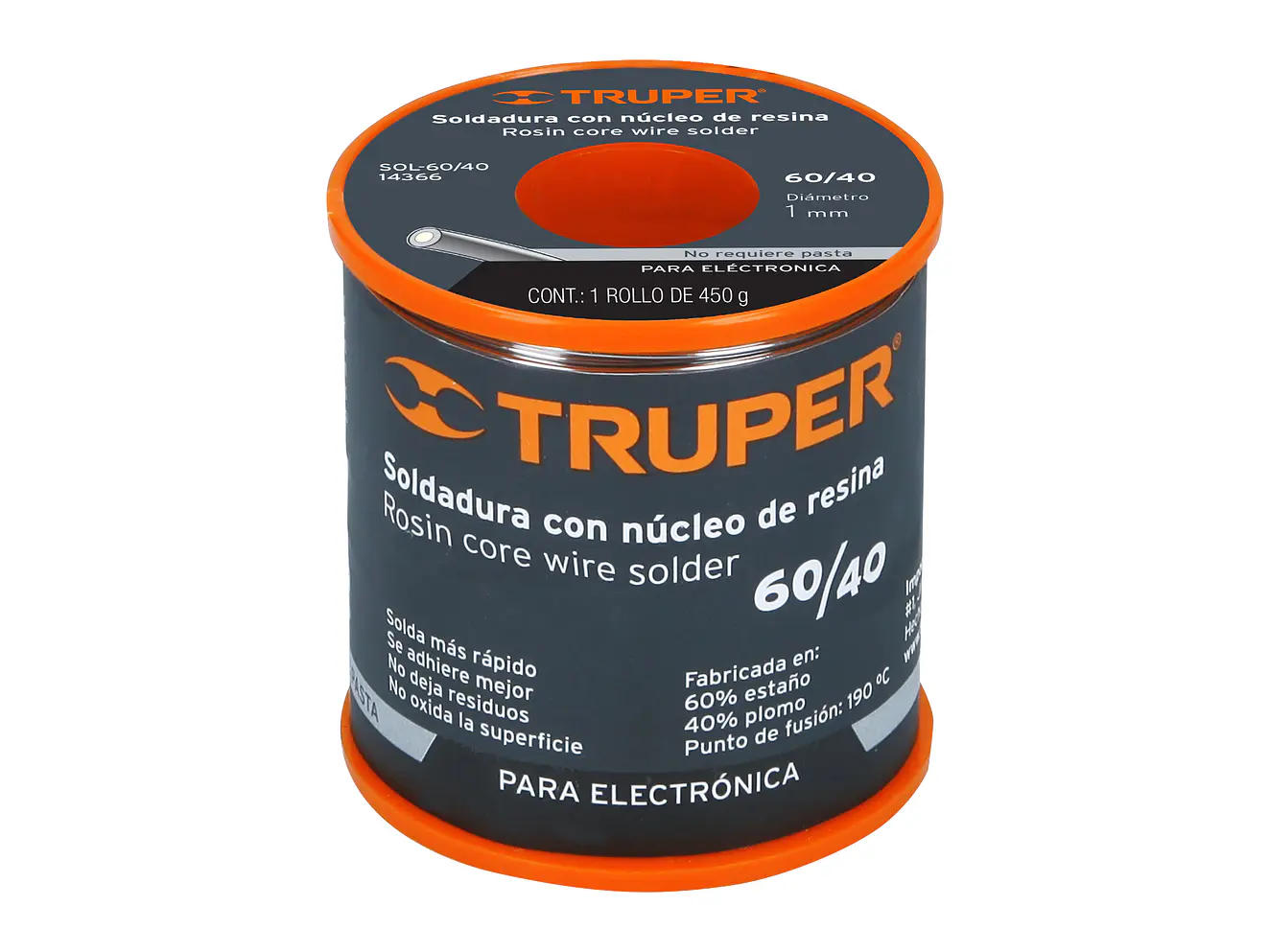 Soldadura núcleo de resina 60/40 para electrónica Truper 14366 - Foto 2 | aztools.co