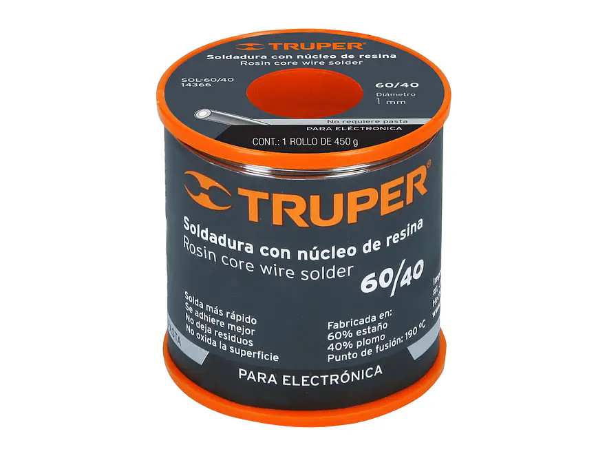 Soldadura núcleo de resina 60/40 para electrónica Truper 14366 - Foto 2 | aztools.co