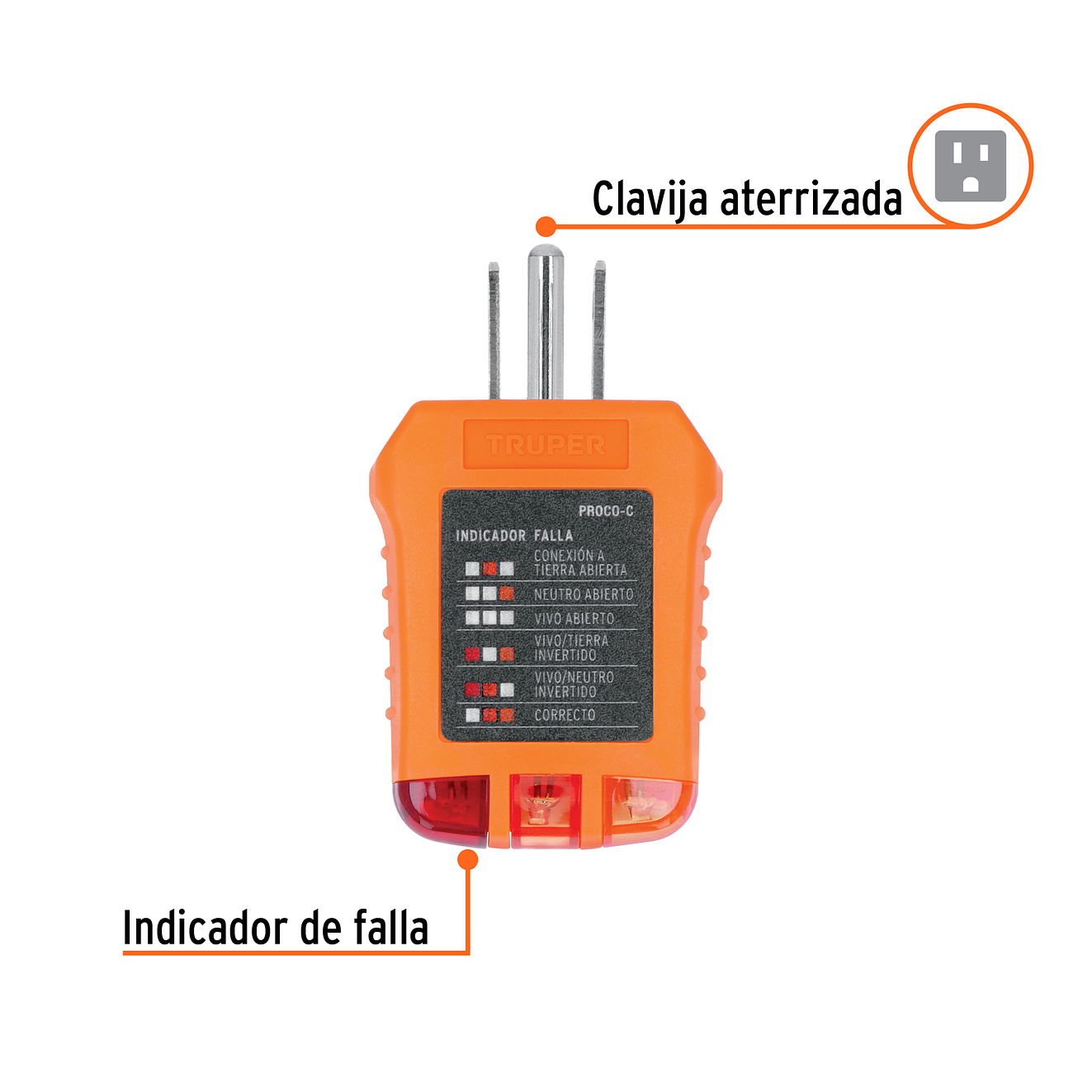 Probador de Tomacorriente Truper 17241 - Detecta Fallas Comunes - Corriente Alterna 4