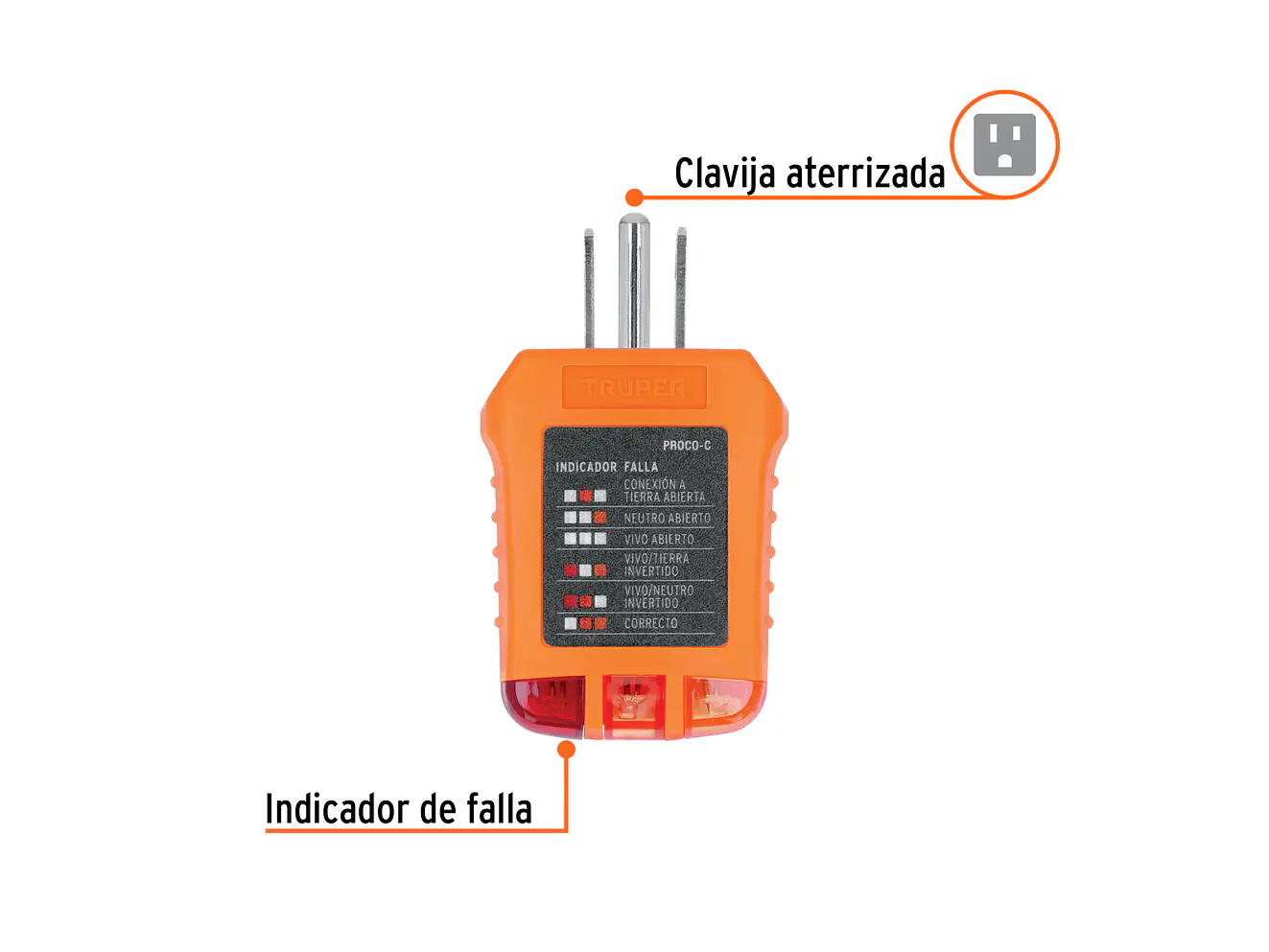 Probador de Tomacorriente Truper 17241 - Detecta Fallas Comunes - Corriente Alterna - Foto 4 | aztools.co
