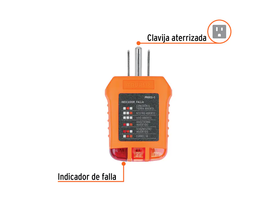 Probador de Tomacorriente Truper 17241 - Detecta Fallas Comunes - Corriente Alterna - Foto 4 | aztools.co