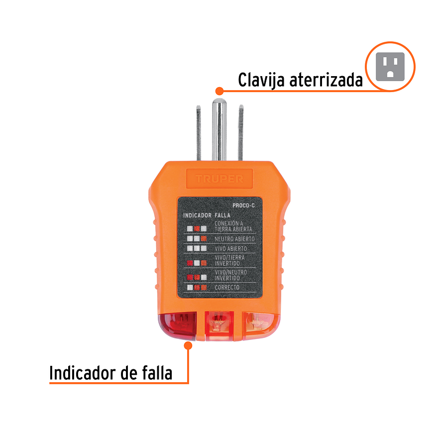 Probador de Tomacorriente Truper 17241 - Detecta Fallas Comunes - Corriente Alterna 4