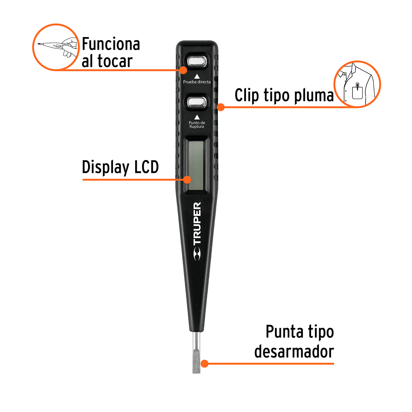 Tester digital de tensión y polaridad Truper 18333 2