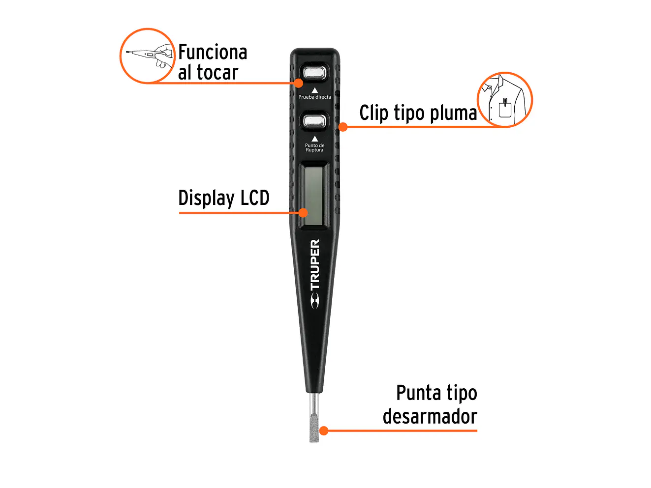 Tester digital de tensión y polaridad Truper 18333 - Foto 2 | aztools.co