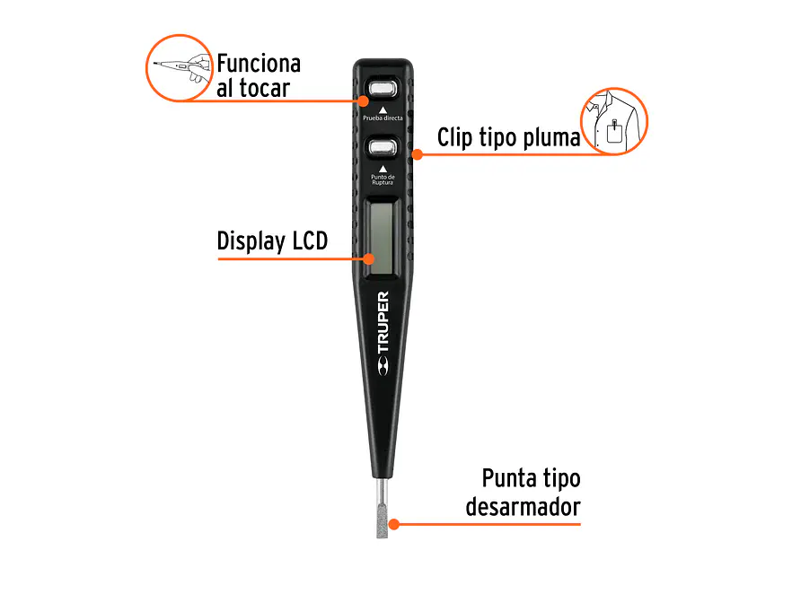 Tester digital de tensión y polaridad Truper 18333 - Foto 2 | aztools.co