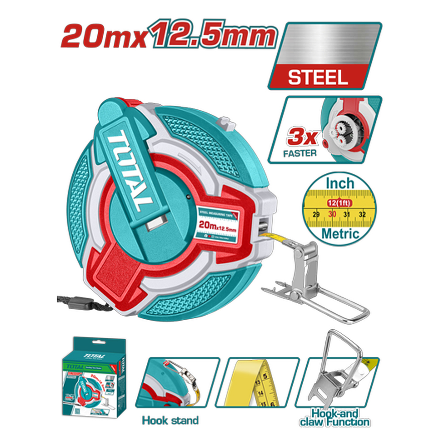 Cinta Métrica Fibra de Vidrio TOTAL TOOLS TMT08206 20m Industrial  - Envío a todo Colombia | aztools.co